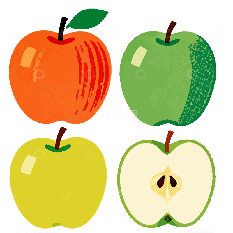 源文件下载【趣麦麦图】水彩苹果水果插画设计素材