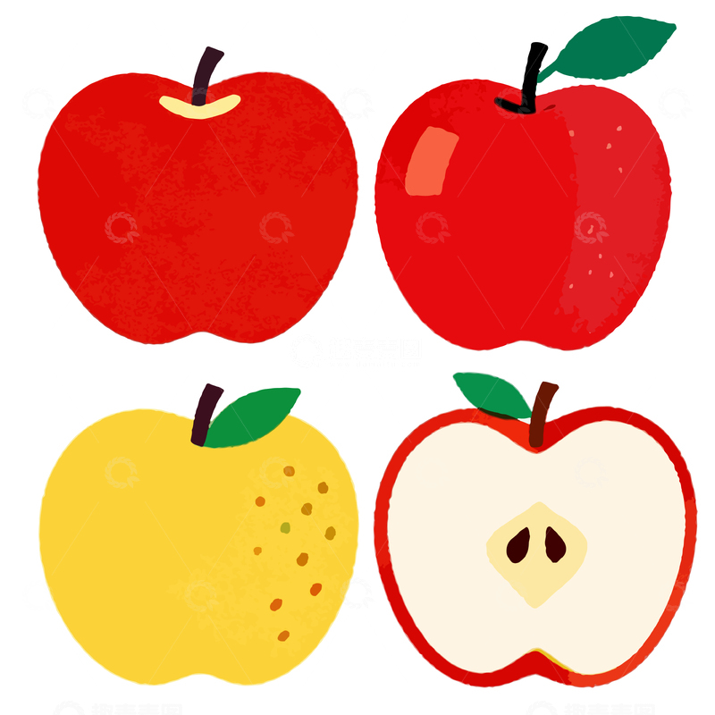 源文件下载【趣麦麦图】彩色苹果插画设计素材