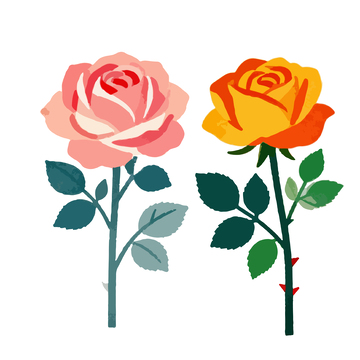 卡通玫瑰花插画设计素材