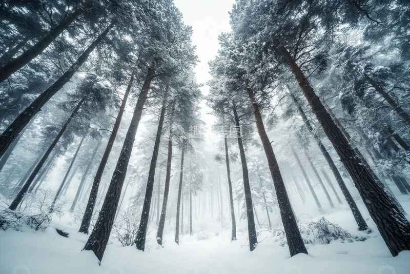 高清大图下载【趣麦麦图】冬季树林树木雪景
