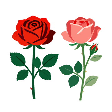 简约插画风格玫瑰花矢量图案