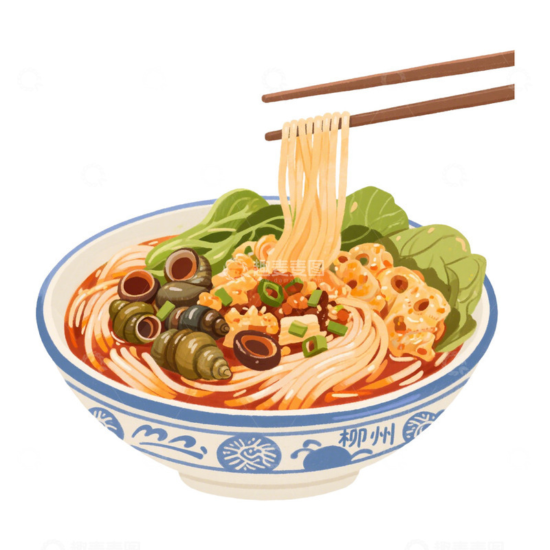 高清大图下载【趣麦麦图】地方美食柳州螺蛳粉免抠元素