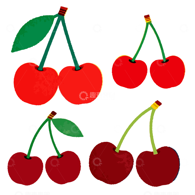 源文件下载【趣麦麦图】樱桃卡通矢量插画设计元素