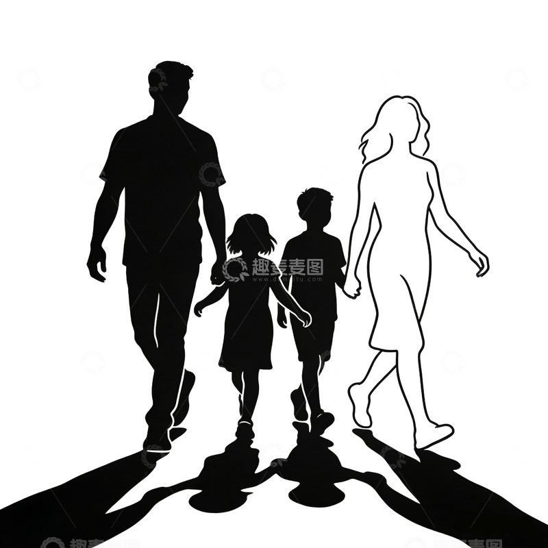 高清大图下载【趣麦麦图】简约家庭剪影图案