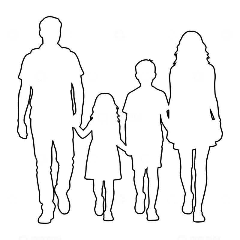 高清大图下载【趣麦麦图】简约家庭剪影图案