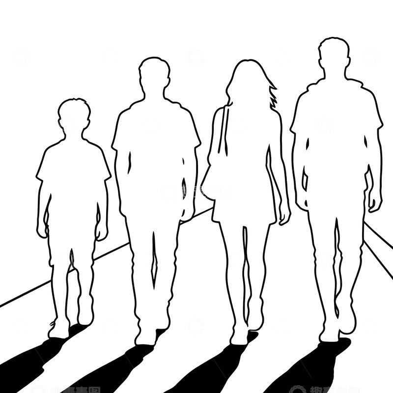 高清大图下载【趣麦麦图】黑白剪影人物插画