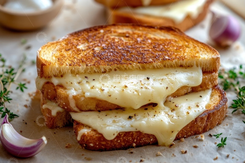 高清大图下载【趣麦麦图】芝士夹心烤面包美食