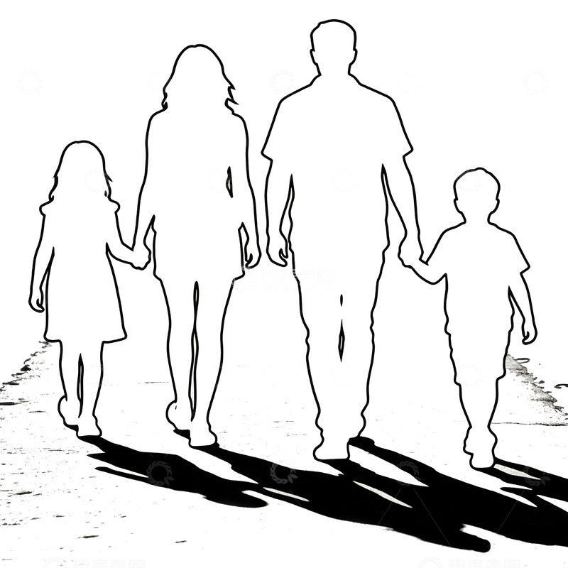 高清大图下载【趣麦麦图】简笔画家庭剪影