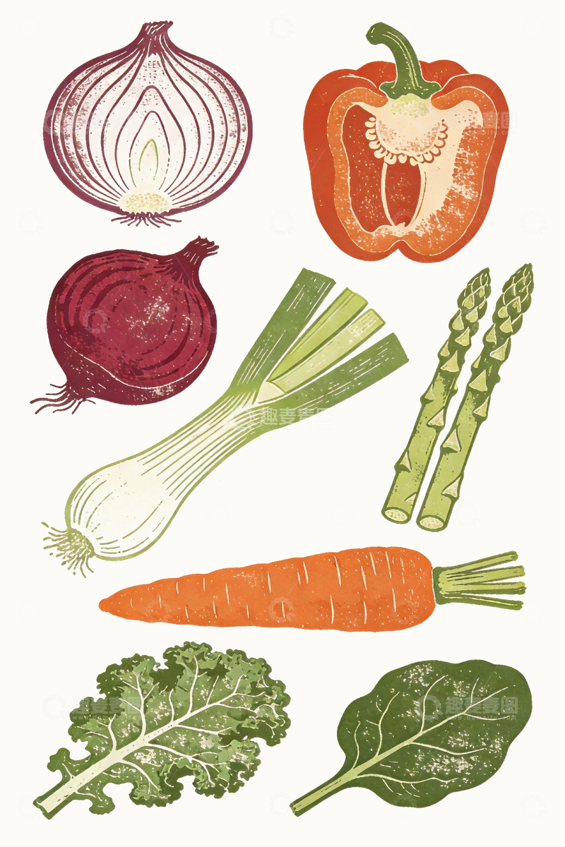 源文件下载【趣麦麦图】丝网印刷风格各种蔬菜3