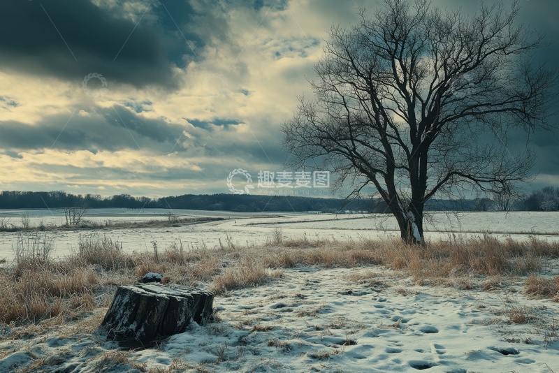 高清大图下载【趣麦麦图】冬季荒原树木
