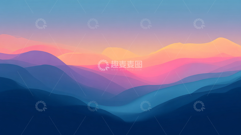 高清大图下载【趣麦麦图】彩色渐变山脉抽象壁纸