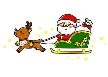 卡通圣诞雪橇圣诞老人插画