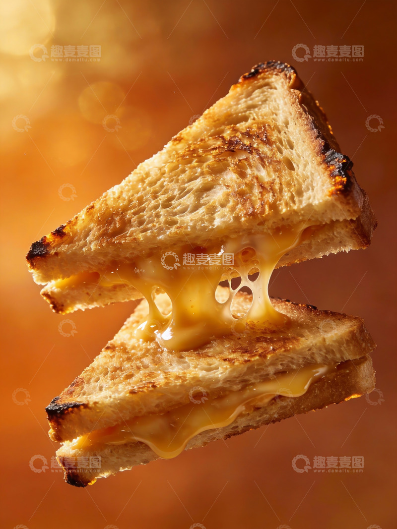 高清大图下载【趣麦麦图】焦香的烤芝士三明治1