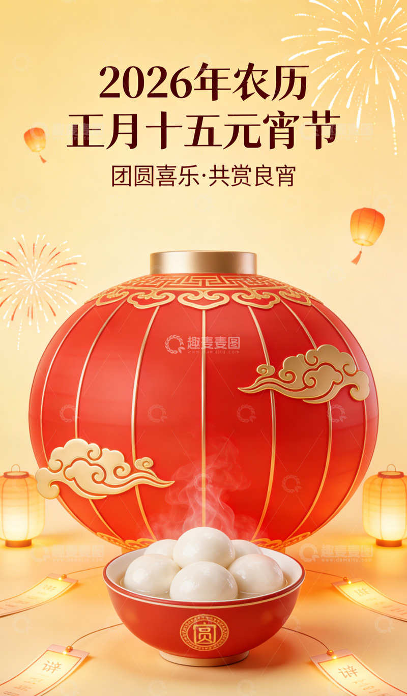 高清大图下载【趣麦麦图】喜庆元宵节汤圆设计图
