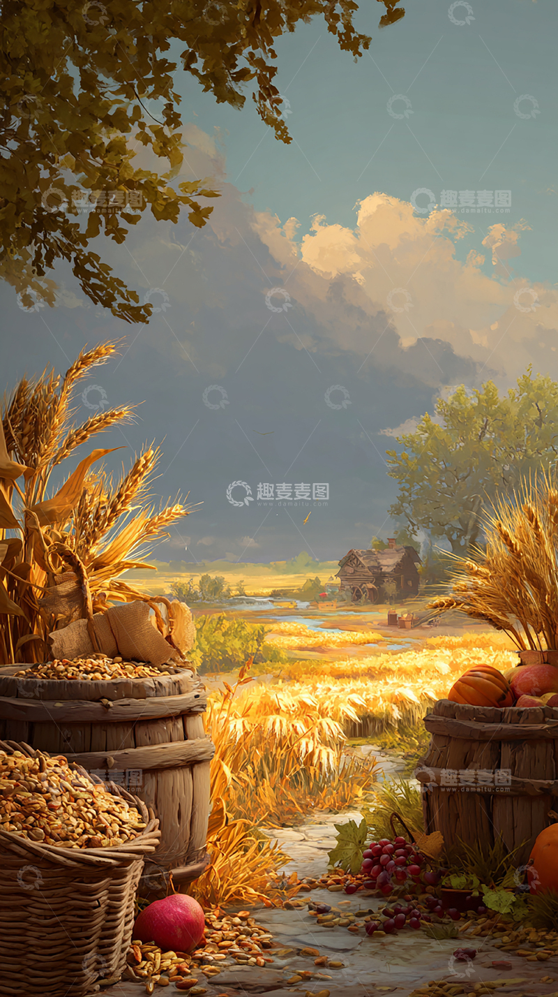 高清大图下载【趣麦麦图】秋日丰收的田野景象