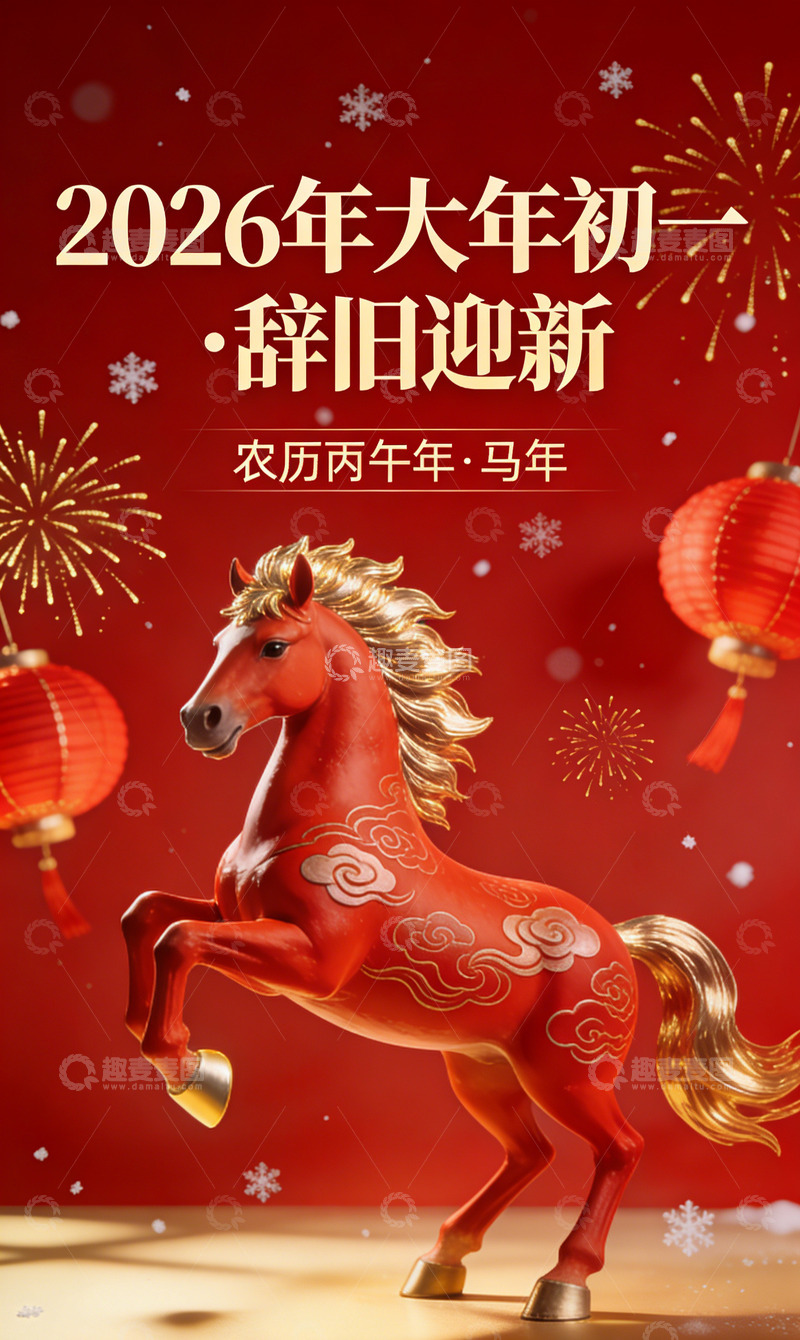 高清大图下载【趣麦麦图】马年新春贺图