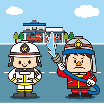 消防员卡通形象插画素材