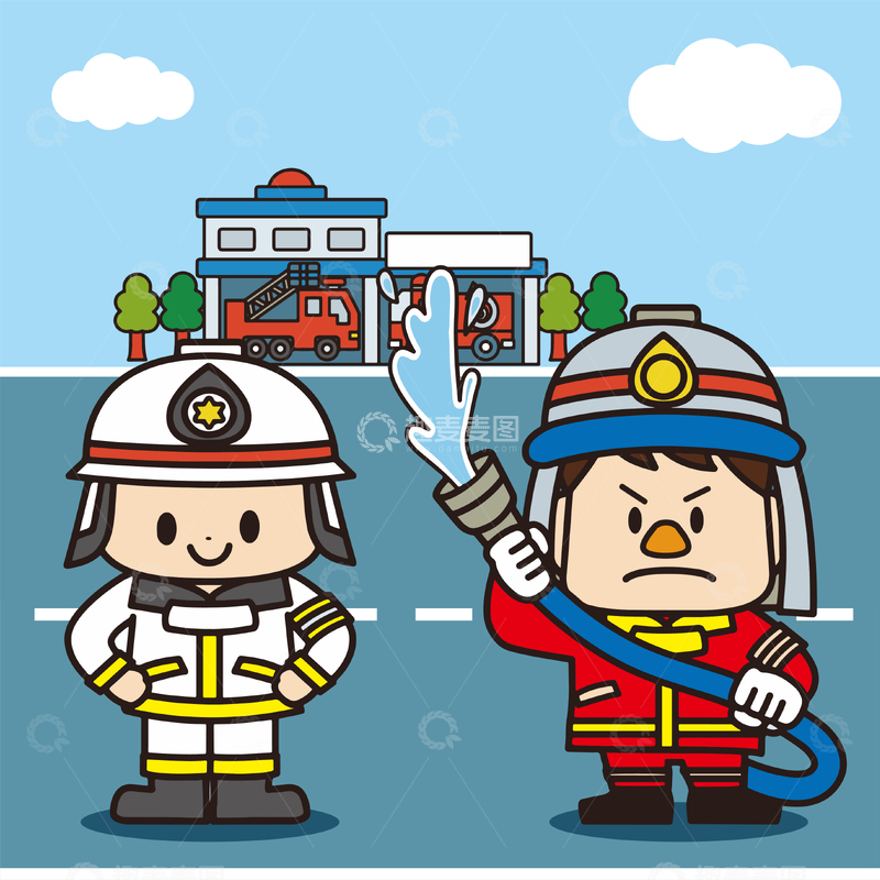 源文件下载【趣麦麦图】消防员卡通形象插画素材