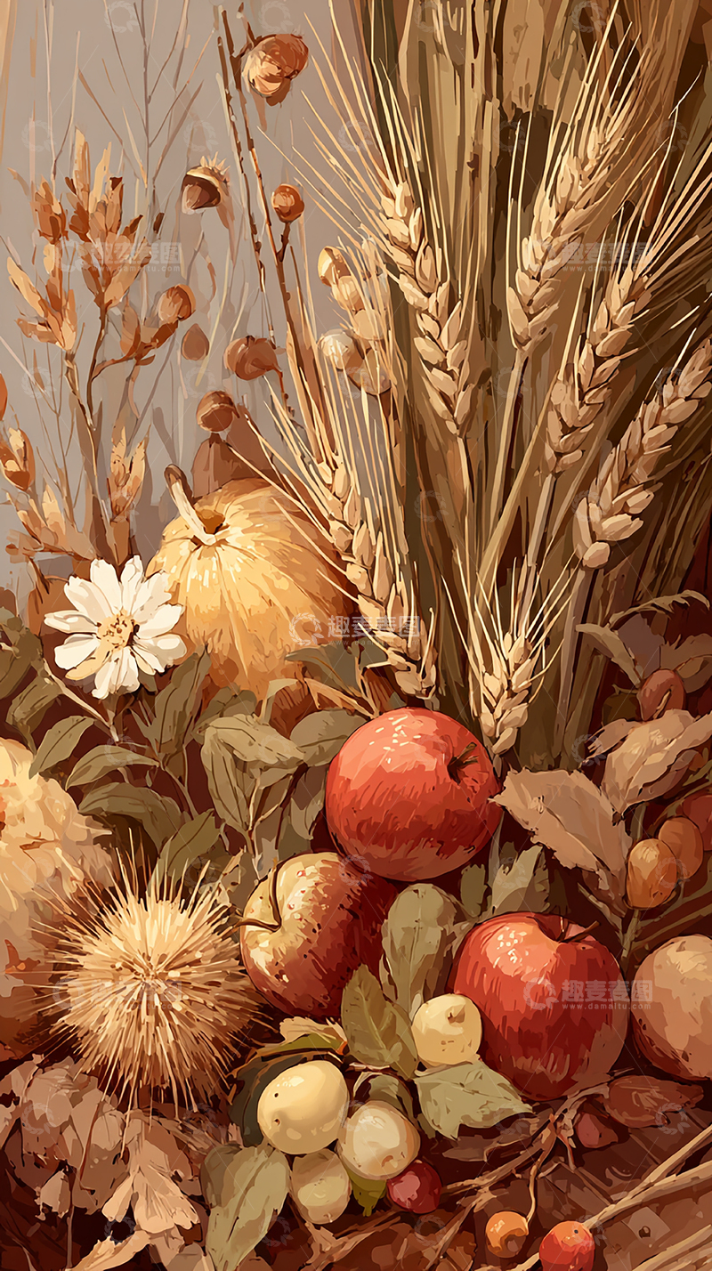 高清大图下载【趣麦麦图】秋日丰收的金色果园