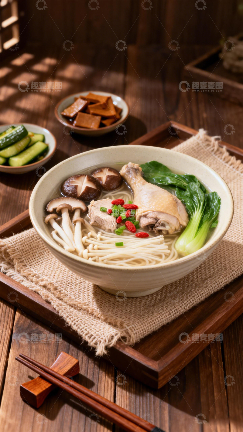 高清大图下载【趣麦麦图】中式鸡汤面美食摄影