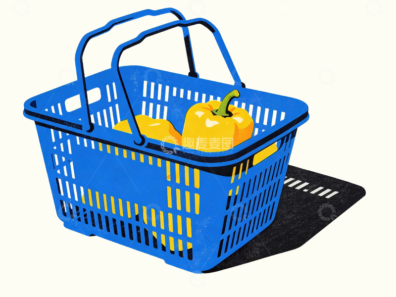 源文件下载【趣麦麦图】丝网印刷风格篮子里的黄色青椒5