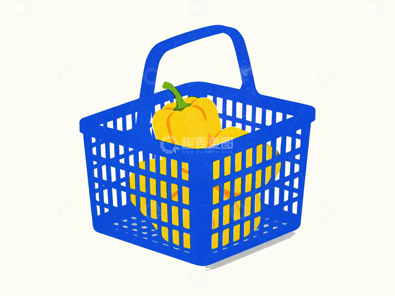 源文件下载【趣麦麦图】丝网印刷风格篮子里的黄色青椒4