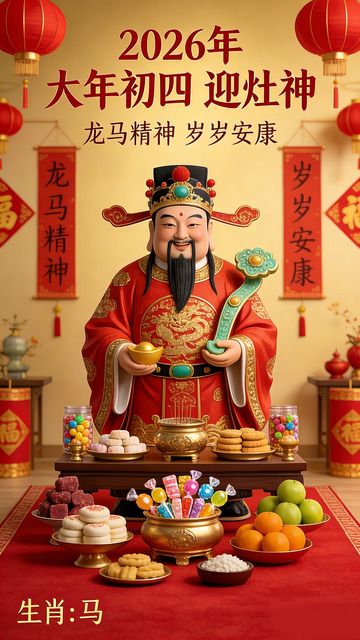 迎灶神喜庆海报设计素材