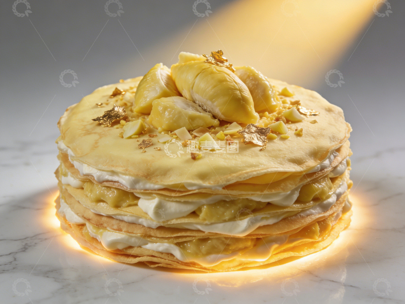 高清大图下载【趣麦麦图】美食摄影榴莲千层蛋糕