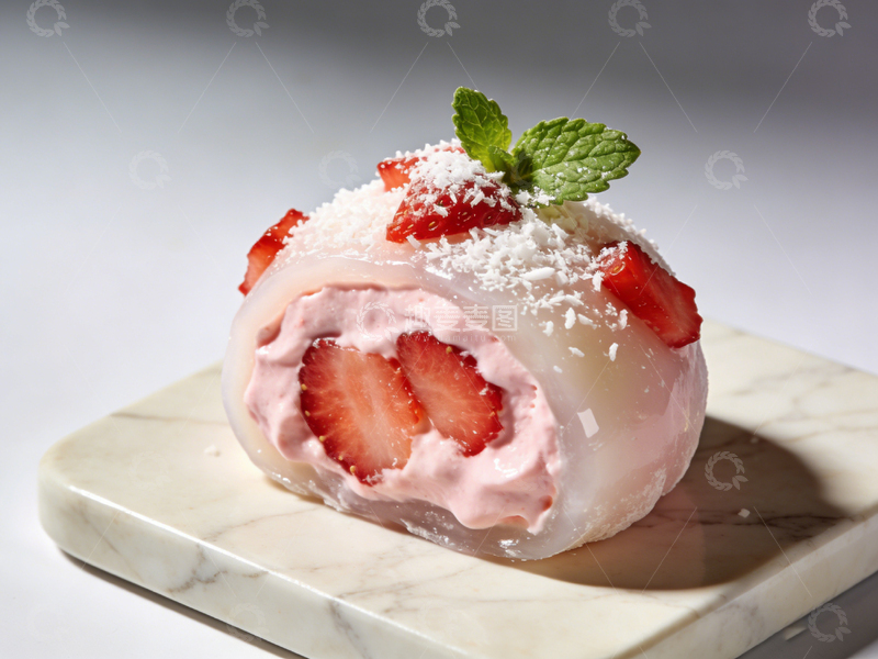 高清大图下载【趣麦麦图】草莓蛋糕卷甜点美食摄影