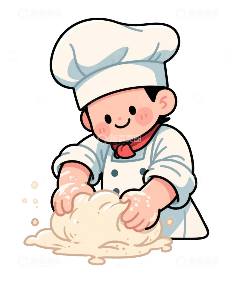 高清大图下载【趣麦麦图】卡通厨师烘焙面粉简笔画