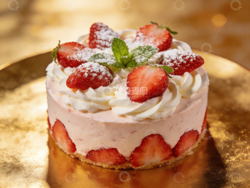 高清大图下载【趣麦麦图】草莓奶油蛋糕美食摄影