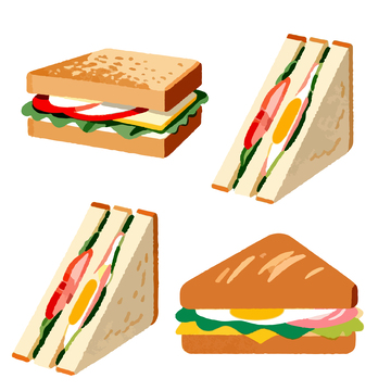 卡通三明治美食插画设计素材