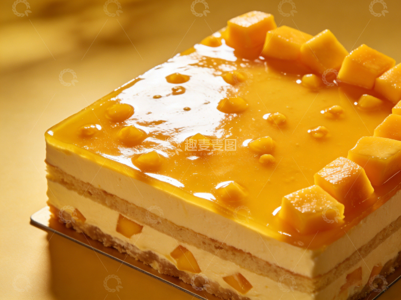 高清大图下载【趣麦麦图】芒果慕斯蛋糕美食摄影图片