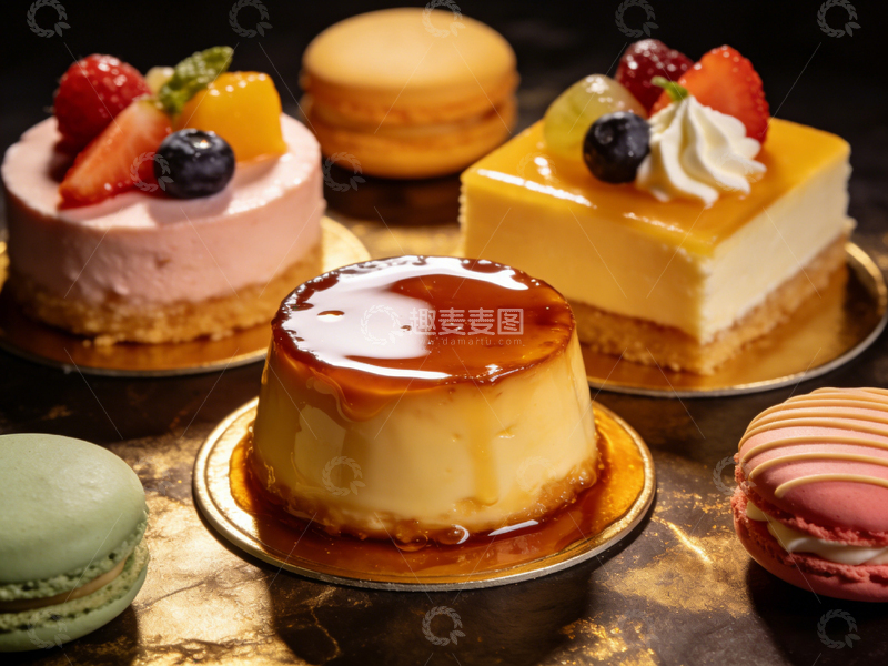 高清大图下载【趣麦麦图】甜品盛宴精美糕点马卡龙