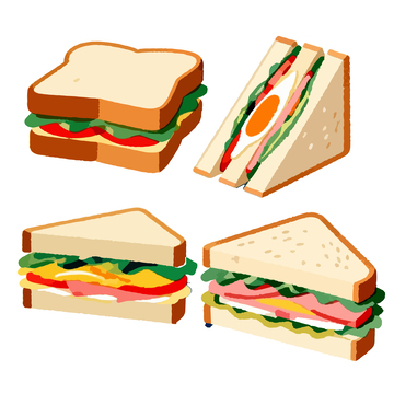 卡通三明治美食插画