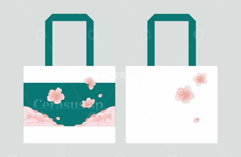 源文件下载【趣麦麦图】樱花主题手提袋设计模板