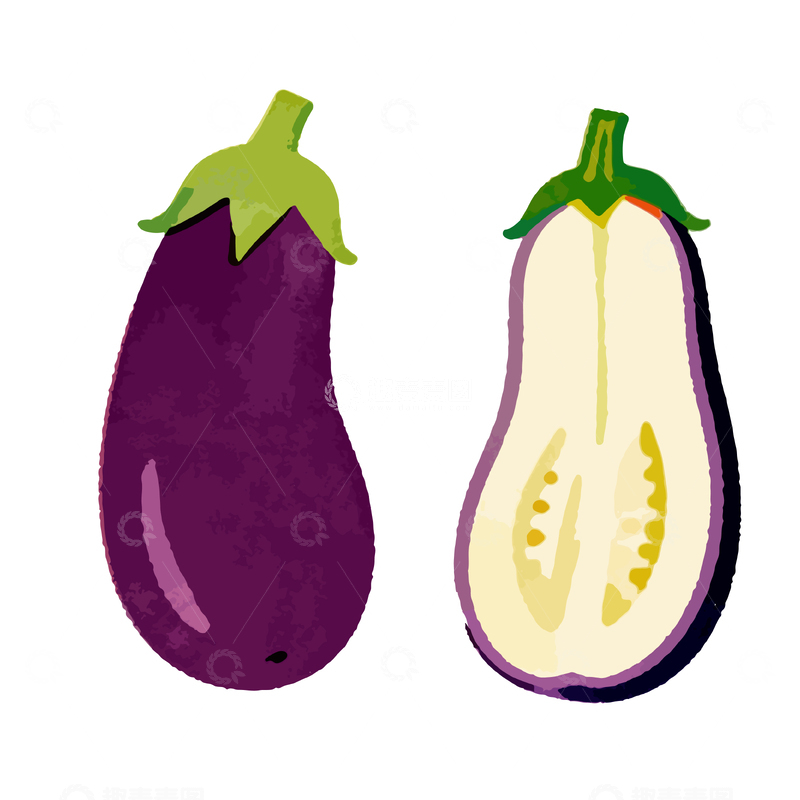源文件下载【趣麦麦图】手绘茄子蔬菜插画