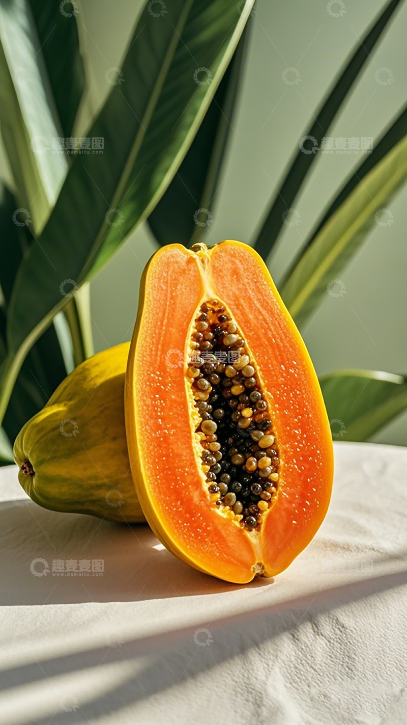 高清大图下载【趣麦麦图】阳光木瓜特写摄影