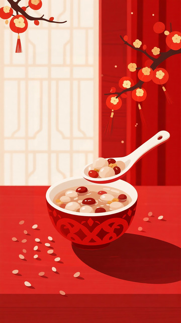 春节腊八粥喜庆插画