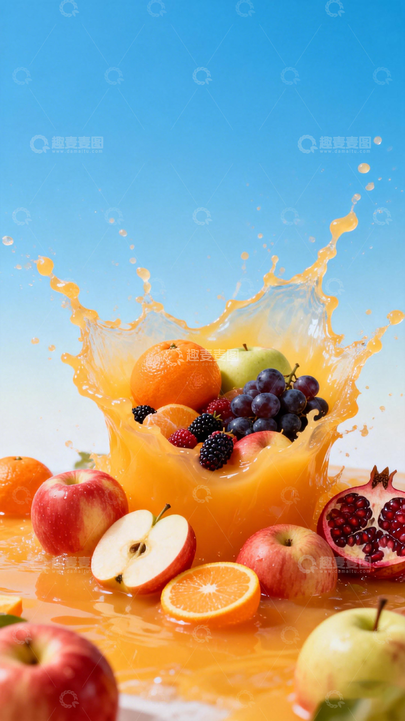 高清大图下载【趣麦麦图】动感水果果汁飞溅摄影作品