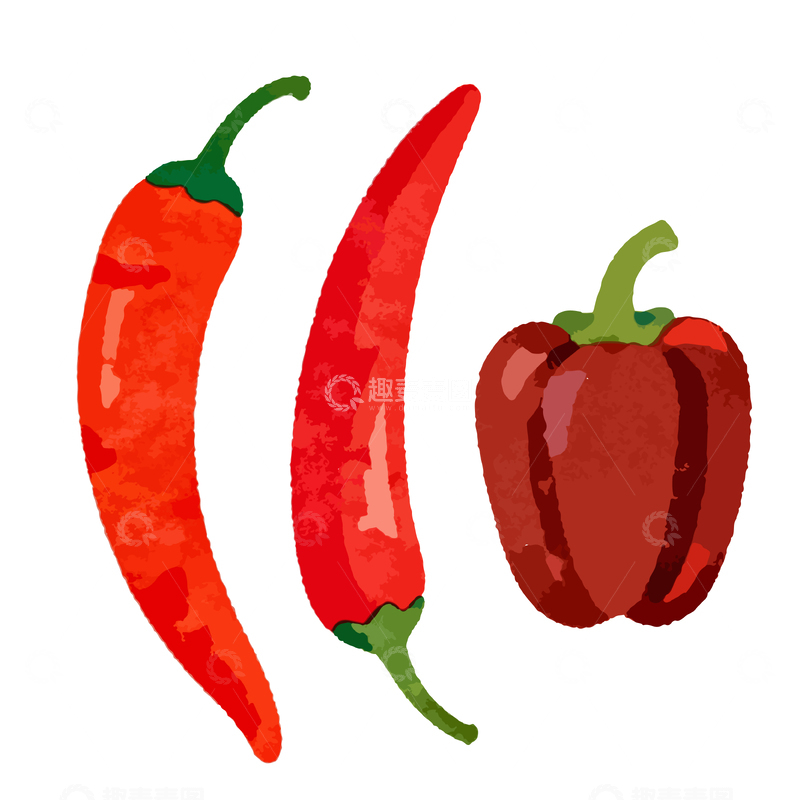 源文件下载【趣麦麦图】水彩辣椒插画设计元素