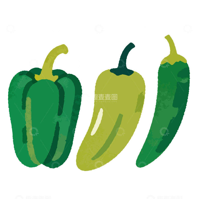 源文件下载【趣麦麦图】简约风格青椒插画素材