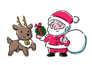 卡通圣诞节圣诞老人驯鹿插画