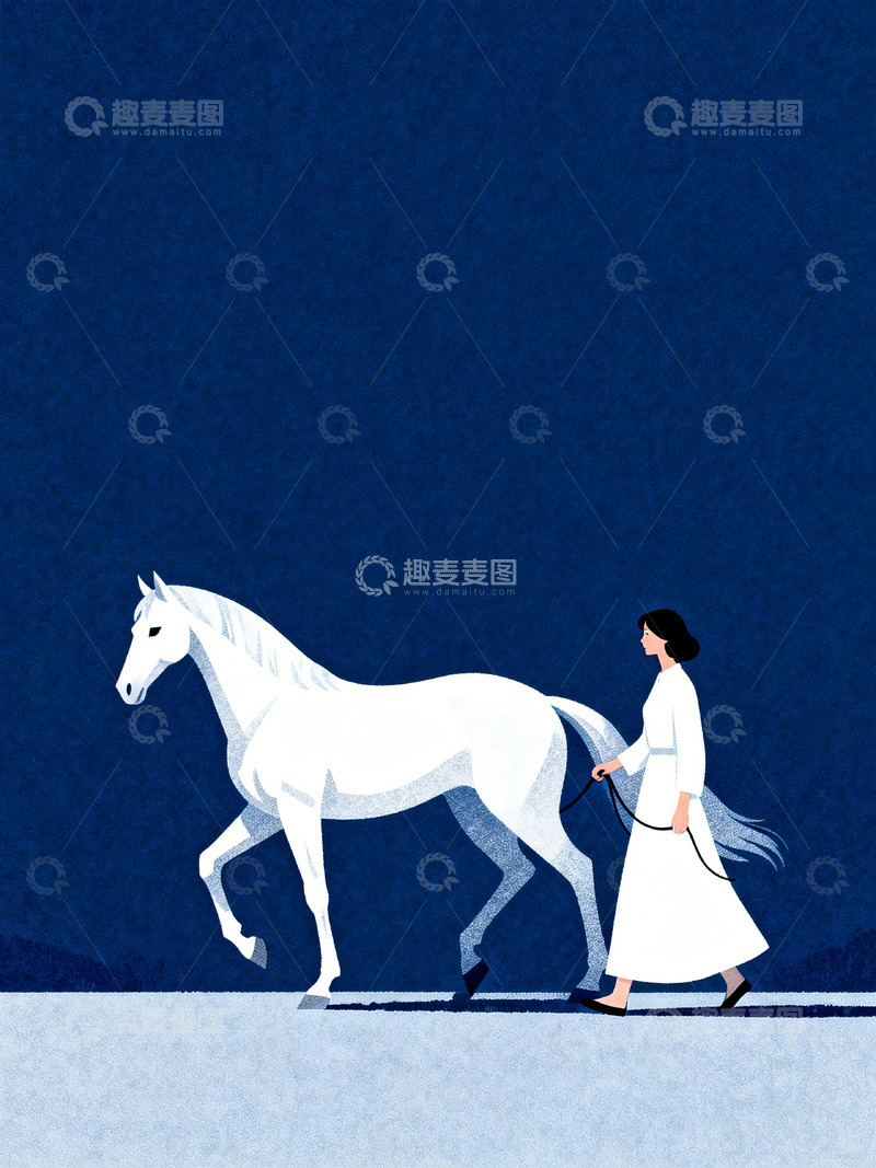 高清大图下载【趣麦麦图】白马与女孩儿3