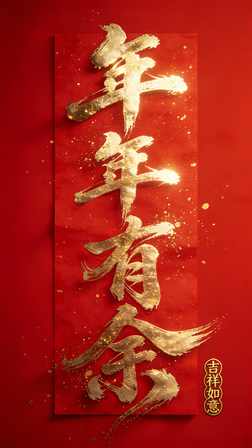 春节金色书法年年有余设计