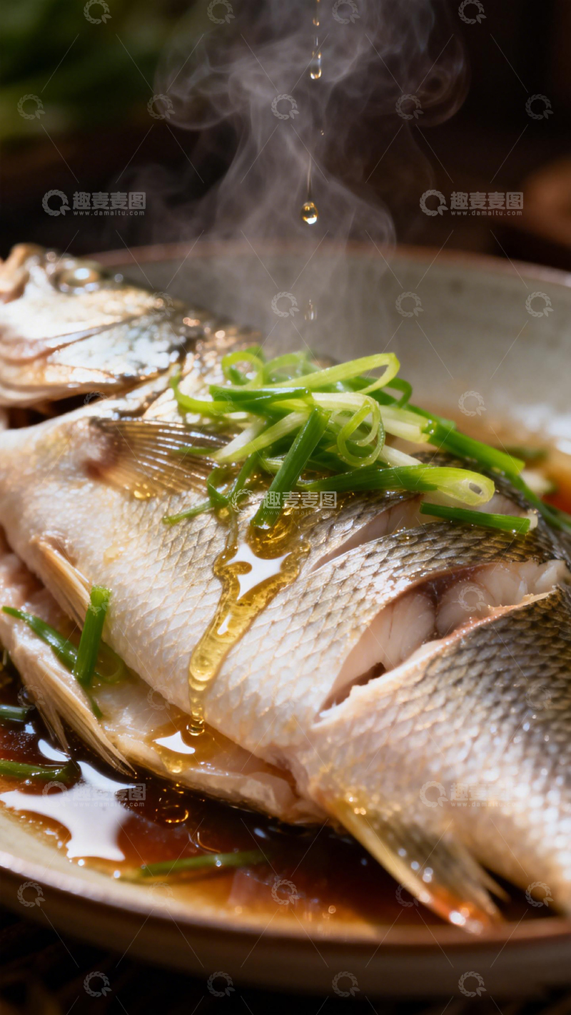 高清大图下载【趣麦麦图】清蒸鲈鱼美味佳肴