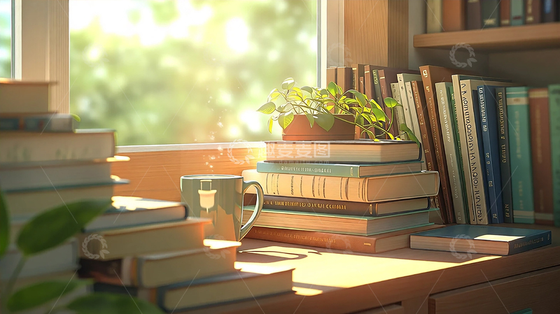 高清大图下载【趣麦麦图】温暖午后书香弥漫之地