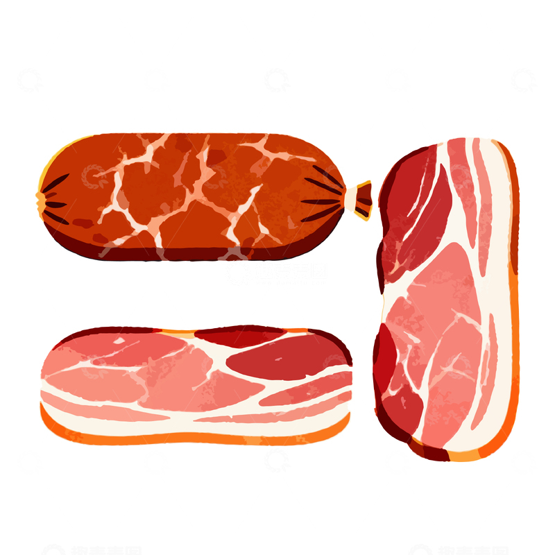 源文件下载【趣麦麦图】肉类插画设计素材