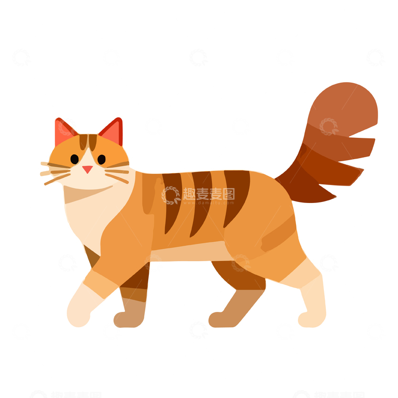 源文件下载【趣麦麦图】卡通风格虎斑猫插画素材