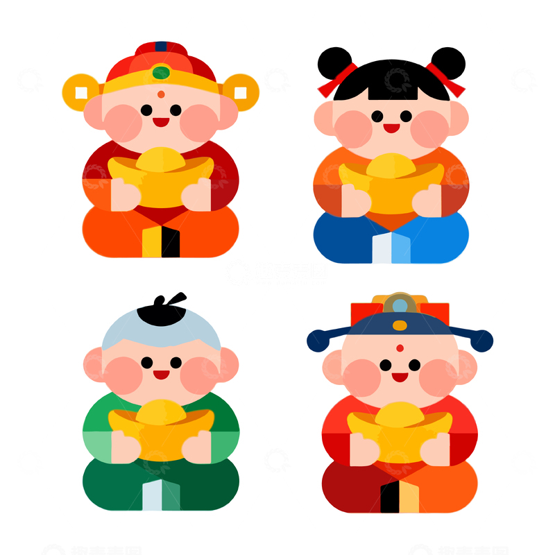 源文件下载【趣麦麦图】卡通风格财神人物设计元素